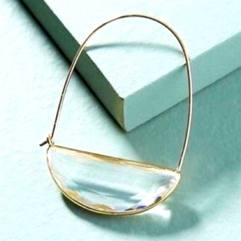 New❤️ Anthro Faceted Crescent Earrings - Picture 2 of 8